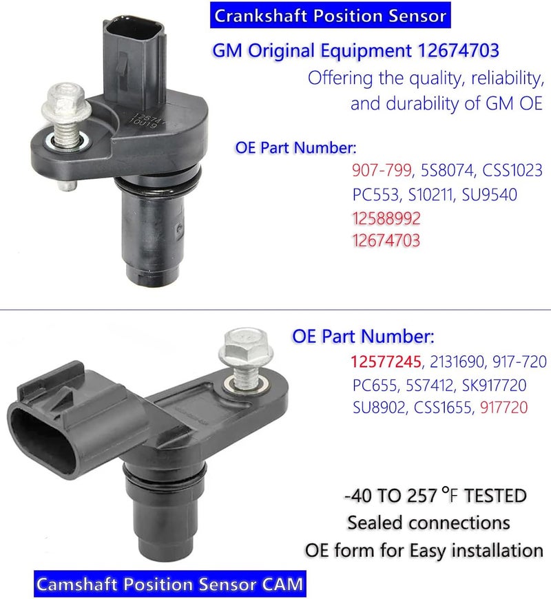 CHENHO VVT Intake & Exhaust Camshaft Position Actuator with Camshaft Sensor Crankshaft Sensor Kit for Chevy GMC Equinox Malibu Cobalt HHR Terrain Buick Pontiac Saturn 2.0L 2.2L 2.4L 12655420 - Image 3